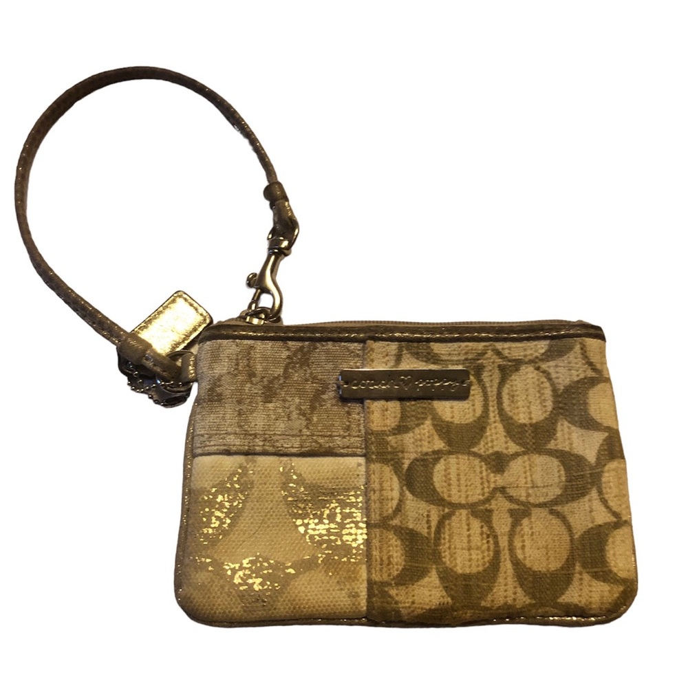 Coach Poppy Patchwork Wristlet Gold